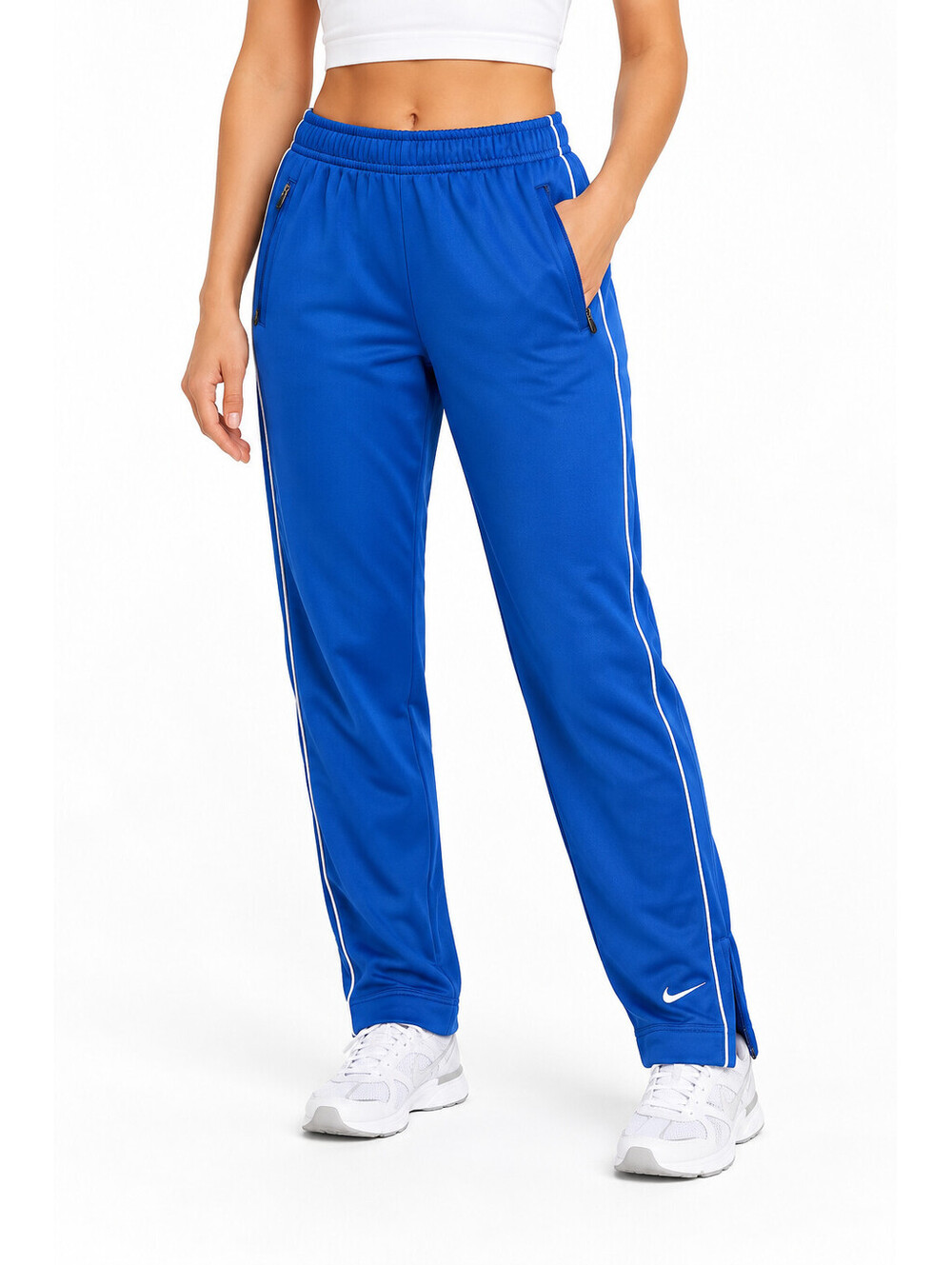 Vintage Nike Team Fit Dry Track Pants Women’s 4-6 Blue Y2K Zip Ankle